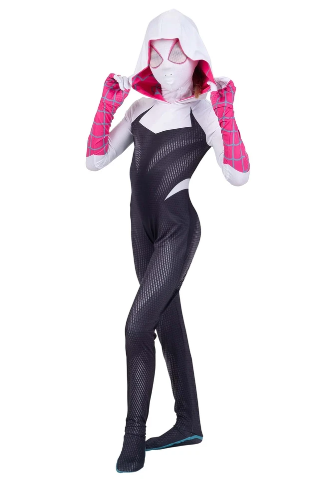 Marvel Spider Gwen Juvenil Disfraz Capucha Spandex Mono con Máscara Foto 2 de 4