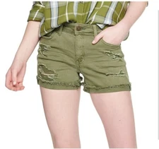 4-600560   NWT Juniors' SO Twill Midi Shorts Green