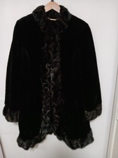 Ladies I Madison Black Faux Fur Overcoat Uk 12 - Cg N18
