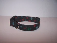 Wet Nose Designs Holiday Shimmer Snowflakes Dog Collar Black Glitter Christmas