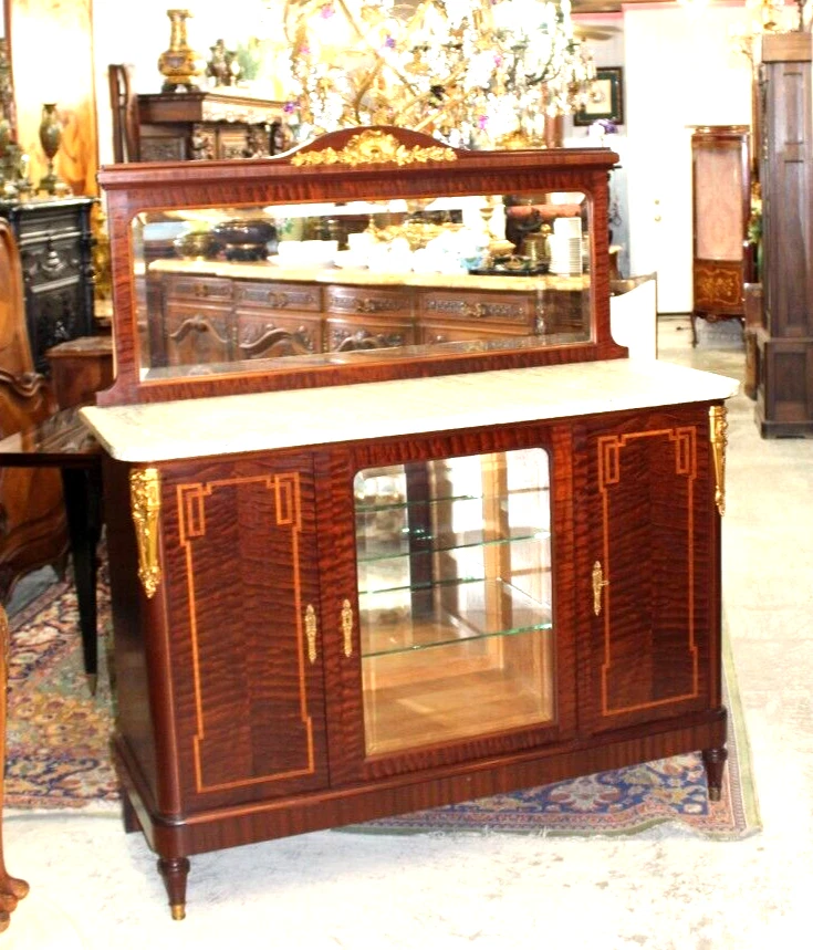 Французский сервировочный шкаф Louis XVI с мраморным верхом c1880 декоративный - Изображение 3 из 4