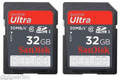 Lot 2 x 32GB = 64GB SanDisk Ultra SD C10 Memory Card for GoPro Hero 2 Factory 