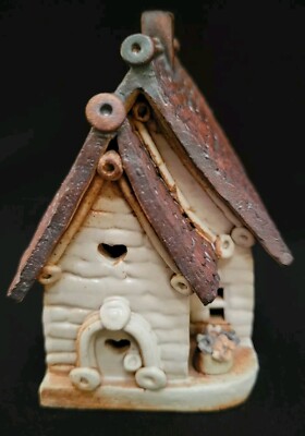 Vtg Windy Meadows Pottery Heart Door Cottage Building House MINT RARE