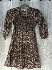 Girls size 10 Brown/blue Flower Dress