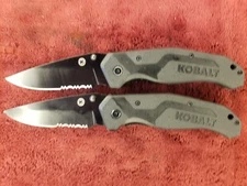 Lot of 2 Kobalt Black Combo edge serrated Folding knife