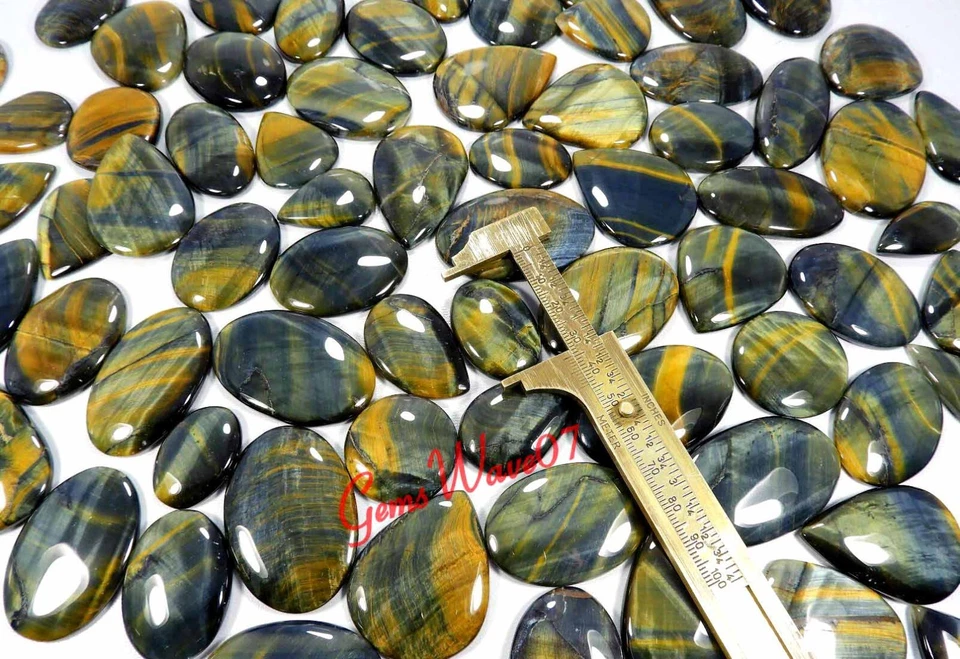 Natural Blue Tiger Eye Cabochon Designer Gemstone Wholesale Lot 2 To 110 Pcs - Image 4 of 4