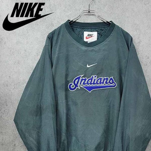 Nike 90s Embroidered MLB Nylon Pullover Jacket Green Used From Jp