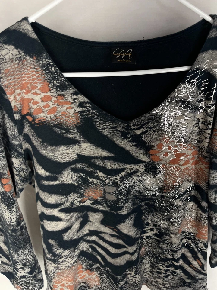 Camiseta vintage Y2K para mujer talla grande negra estampada Katina Marie EE. UU. Foto 4 de 4