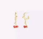 Coach NWT Cherry Wavy Huggie Earrings in Gold/Red — photo 9