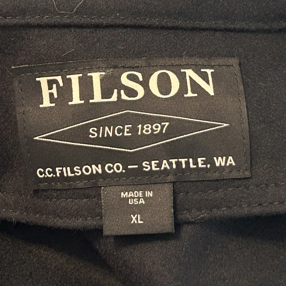 Filson Shirt Mena Extra Large Navy Seattle Wool Jac Heavy Flannel Shacket VTG - Image 4 of 4