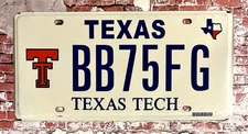 Texas Tech Automobile License Plate BB75FG