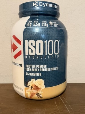 Dymatize ISO100 Hydrolyzed Whey Protein Powder, Gourmet Vanilla, 3lbs, Exp 07/26