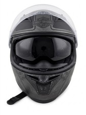 Casco de motocicleta Harley Davidson cara completa negro mate con rayas de carreras talla S