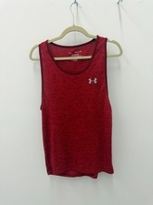 Under Armour Men s Small HeatGear Tech Tank Red Fitted Sleeveless Workout Shirt