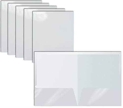 2 Pocket Glossy Laminated White Paper Folders, Letter Size, 25 Pack, White - Bild 1 von 4