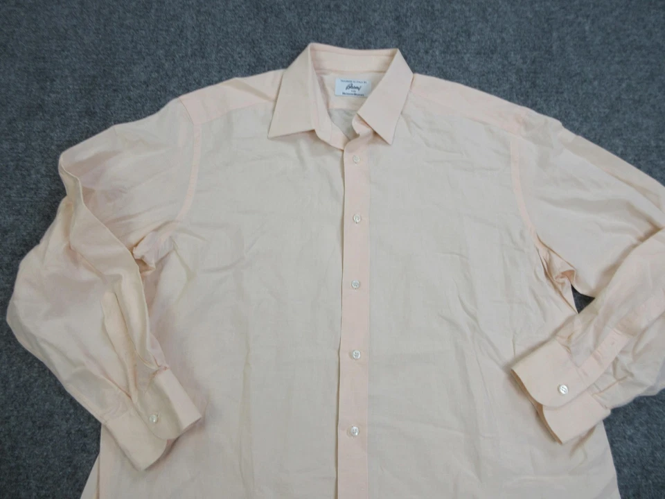 Brioni Shirt Mens Large Peach Button Up Linen Blend Neiman Marcus Italy Dress - Image 3 of 4
