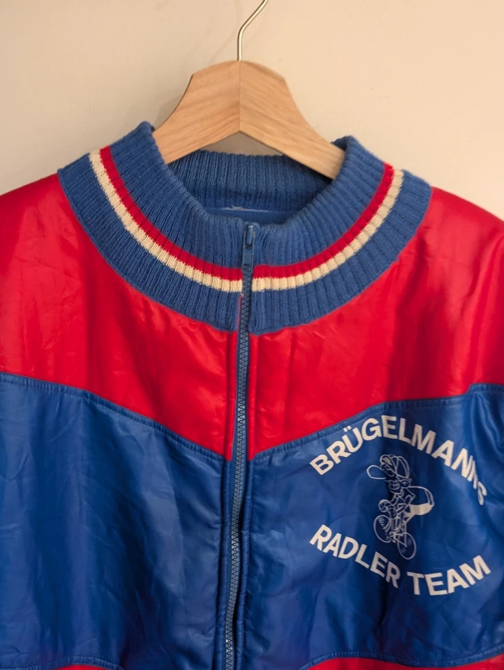 Vintage Cycling Wool Jacket L Zip Retro Biking Jersey Brugelmanns Radler USA 70s - Image 2 of 4