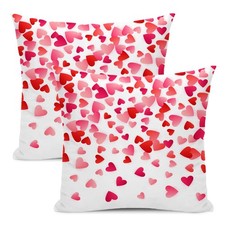 Valentines Pillow Covers 18x18 Inch Set of 18" x Pack 2 , Pink Heart
