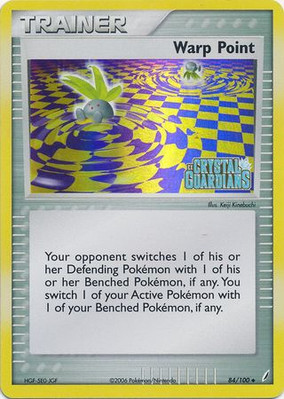 Pokemon Trainer Warp Point 84/100 EX Crystal Guardians Holo Damaged