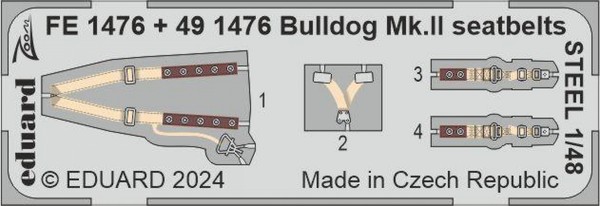 Bulldog Mk. Ii Seatbelts Steel - Airfix / 1:48 - Eduard FE1476-image