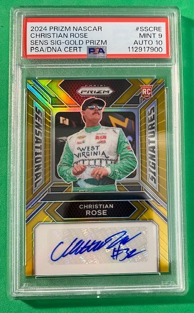 2024 PRIZM NASCAR RACING GOLD SENSATIONAL SIG CHRISTIAN ROSE PSA MINT 9 #3/10