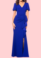 Xscape Women's Puff-Sleeve Ruffled Gown Size: 10-US - Marine RETAIL: $259