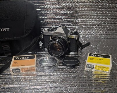Pentax ME Super 35mm Film SLR Camera w/ SMC-M 50mm f/2.0 Lens & More. Exc.++
