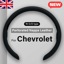 For Chevrolet Steering Wheel Cover Nappa Leather Non-Slip Clip on Breathable 15"