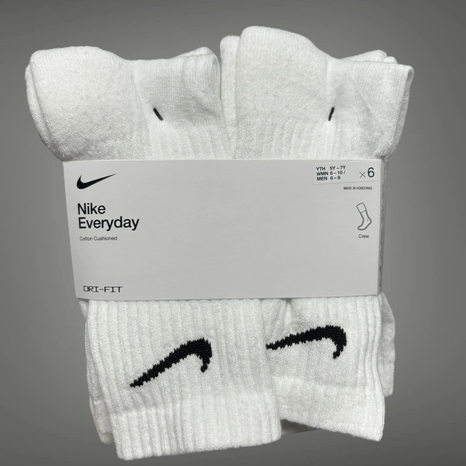 Calze Nike Crew bianche taglia M totale di 6 paia taglie 6 8 uomo 6 10 donna 5Y 7Y