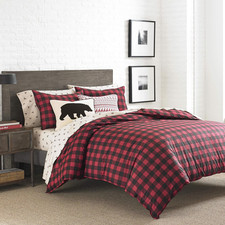 Twin Duvet Cover Set, Cotton Reversible Bedding, Buffalo Plaid Bedding Set Red/