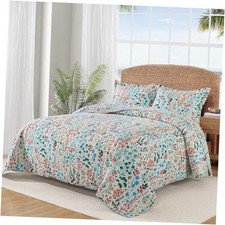 King Size Quilt Set, 3 Piece Lightweight King Size King 98"  106" Floral