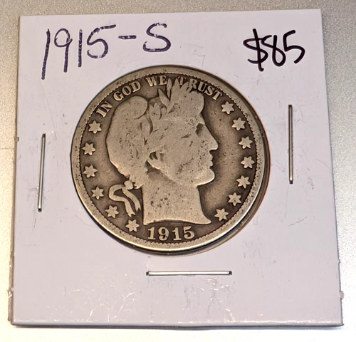 1915-S BARBER SILVER HALF DOLLAR 50c -VG - Original Toning