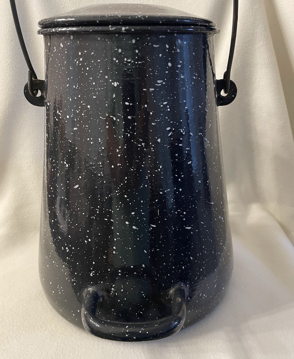 Vintage WW II Era USN Vollrath Co.  Graniteware Black and White Coffee Pot