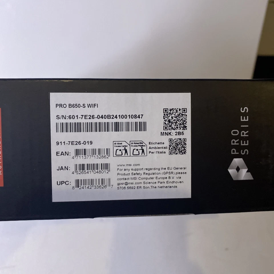 MSI PRO B650-S WIFI AM5 AMD B650 PCIe 4.0 Wi-Fi 6E ATX Motherboard NEW - Image 3 of 3