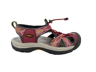 Keen Womens Venice Hiking Sandals Red Print Waterproof