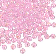 200 Pcs 8 mm Acrylic Round Beads AB Colors Clear Beads with Hole, Light Pink