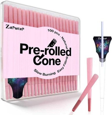 100 PACK Pink Cones Rolling Paper | King Size | 108mm | Pre Rolled Cones with Pa