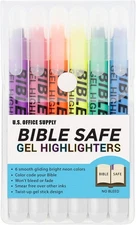 U.S. Office Supply Gel Highlighters, 6 Pack, Neon Fluorescent Colors - Bible Saf