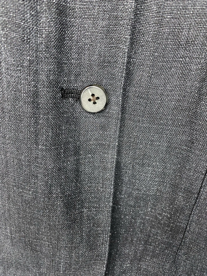 Chaqueta Blazer VINTAGE Ellen Tracy Mujer Talla 8 Lino Orgánico Gris Oscuro Foto 4 de 4