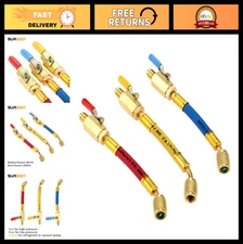 A/C Charging Hose Set with Ball Valves - R134A R410A R22 R12, 1/4" SAE, 3 Colors