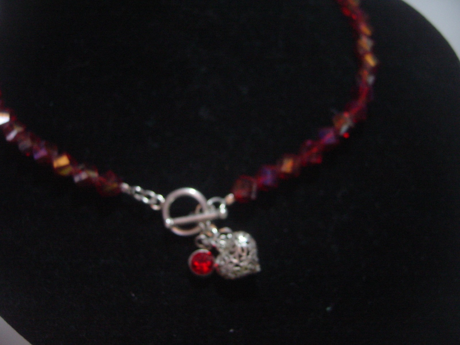 SOLID SILVER -SUPERB-GENUINE RED CRYSTAL NECKLACE… - image 5