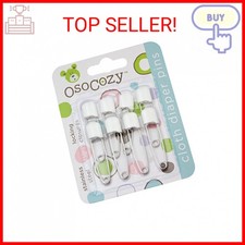 OsoCozy Diaper Pins - White - Sturdy, Stainless Steel Diaper Pins with Safe Lo
