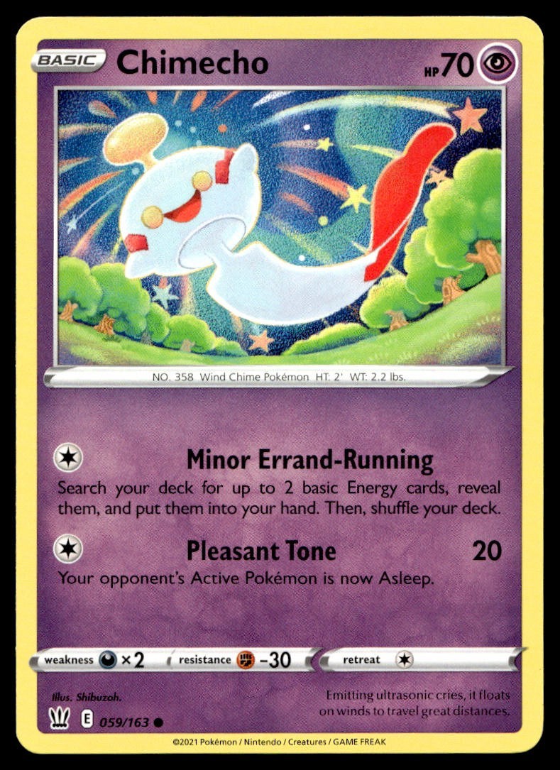 Chimecho 59/163 Pokemon Card Battle Styles Common 70 HP Lightly Played P19