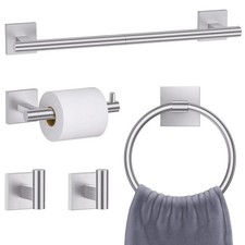 Brushed Nickel Toilet Paper Holder Towel Bar Set 5 Pieces Bathroom Hardware