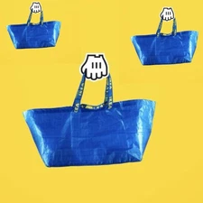 IKEA Shopping Bag Blue Large Size Sturdy Laundry Grocery Durable Frakta - 3 Pack