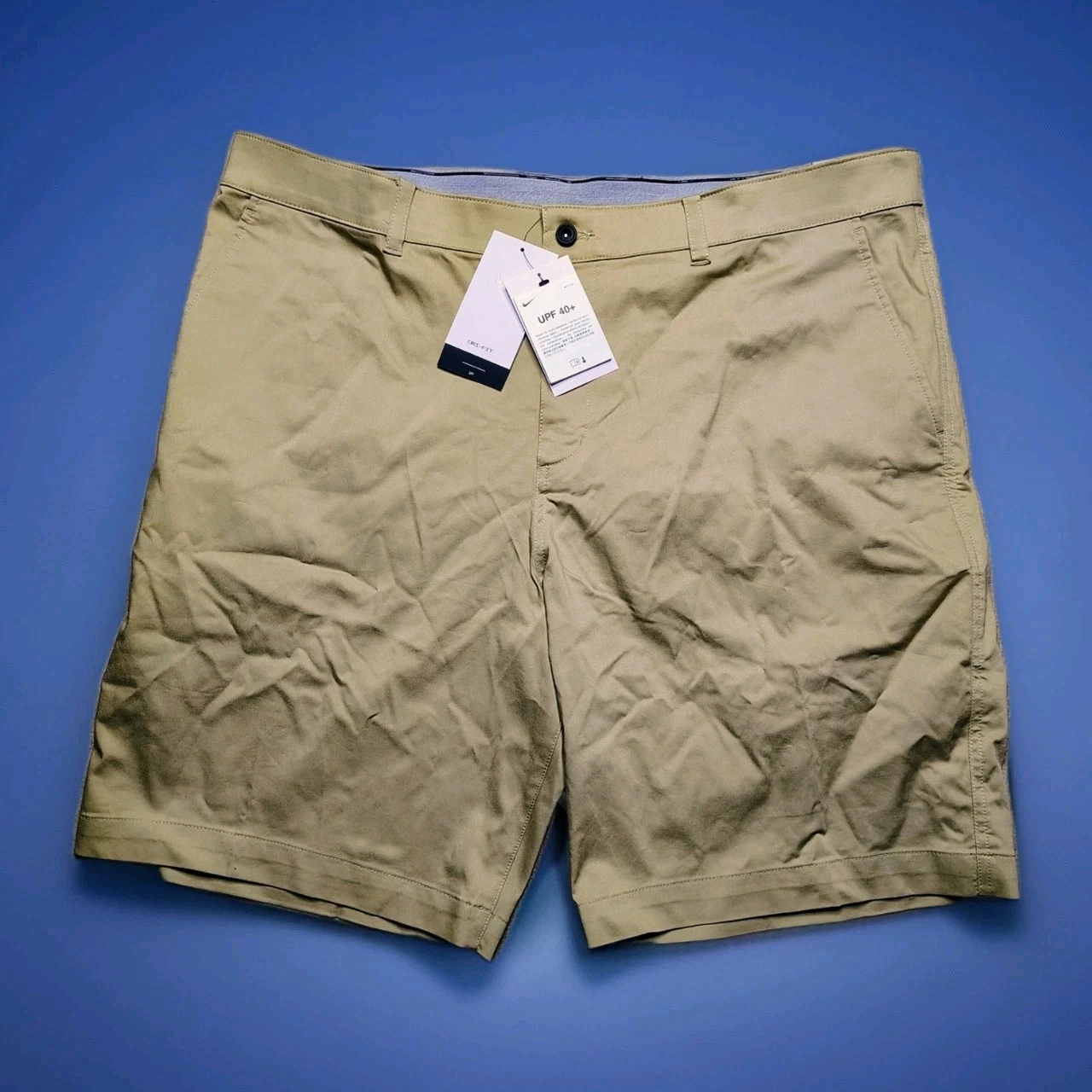 NEW Nike Mens Dri-FIT UV 10" Tan Golf Chino Shorts DA4139-297 Size 42 UPF 40+