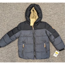 ZeroXposur Boys Size 4/5 Puffer Jacket Black Gray Hooded Water Resistant NWT