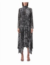 CAMILLA & MARC Dress Event Party Long Sleeve Gown Maxi Midi Pleated Size 6 AU
