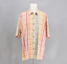 TOMMY BAHAMA Men's 100 Silk Short Sleeve Plaid Button Up Shirt Size XL