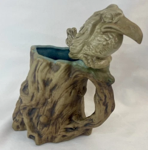 Vintage Jim Rumph 1973 Art Pottery Splatter Bird Tankard Mug Troll Raven Pooping